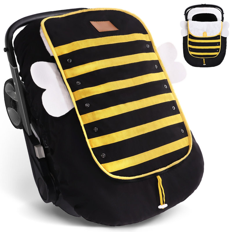 Baby Car Seat Cover, Breathable Muslin Cotton, Infant Windproof Canopy