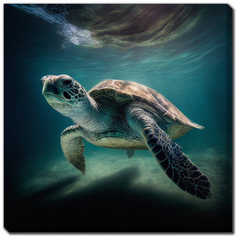 Art sur toile, tortue de mer verte, H 24 po x l 24 po