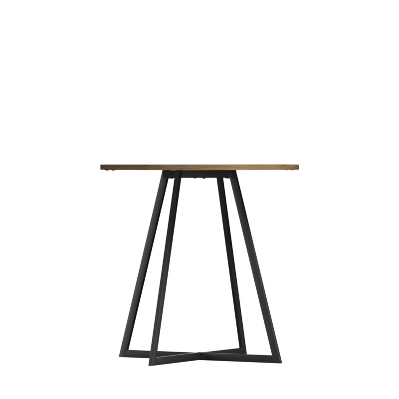 Table de salle à manger ronde 31,5 pouces, petite table de cuisine avec pieds en métal noir pour 2 à 4 personnes, table de salle à manger minimaliste moderne, brun, table seulement
