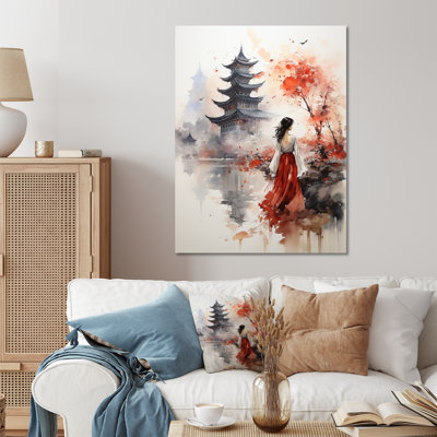 Essense of China Woman Silhouette - Art mural en porcelaine
