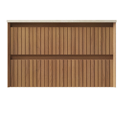 30'' Wall-Mounted Cabinet With 2 Drawers, Brown Oak Woodgrain Colour, No Countertop Or Faucet | Gift Idea