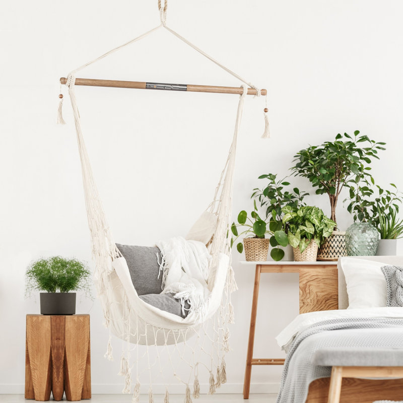  Chaise hamac en tissu Tahiti avec barre d'écartement et quincaillerie, naturel