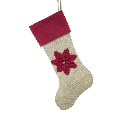 Chaussette de Noël rouge / ivoire 3D Poinsettia