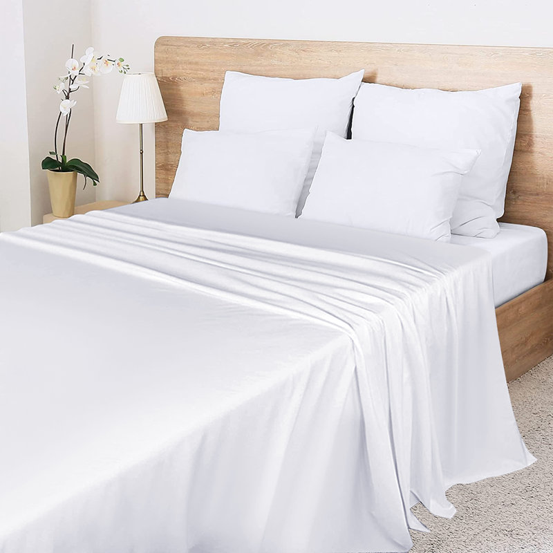Anthonyson Egyptian-Quality Cotton Brushed Flat Sheet Set, Double (4'6)