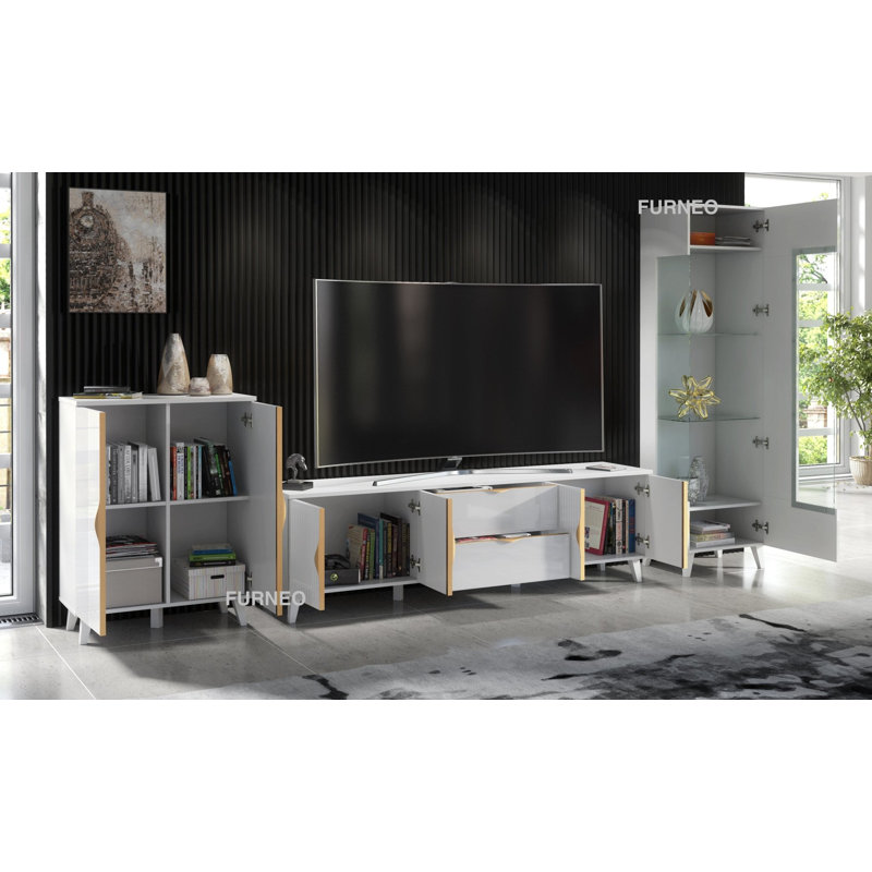 Azzurro Unfinished Entertainment Centre for TVs up to 75", White/Blue