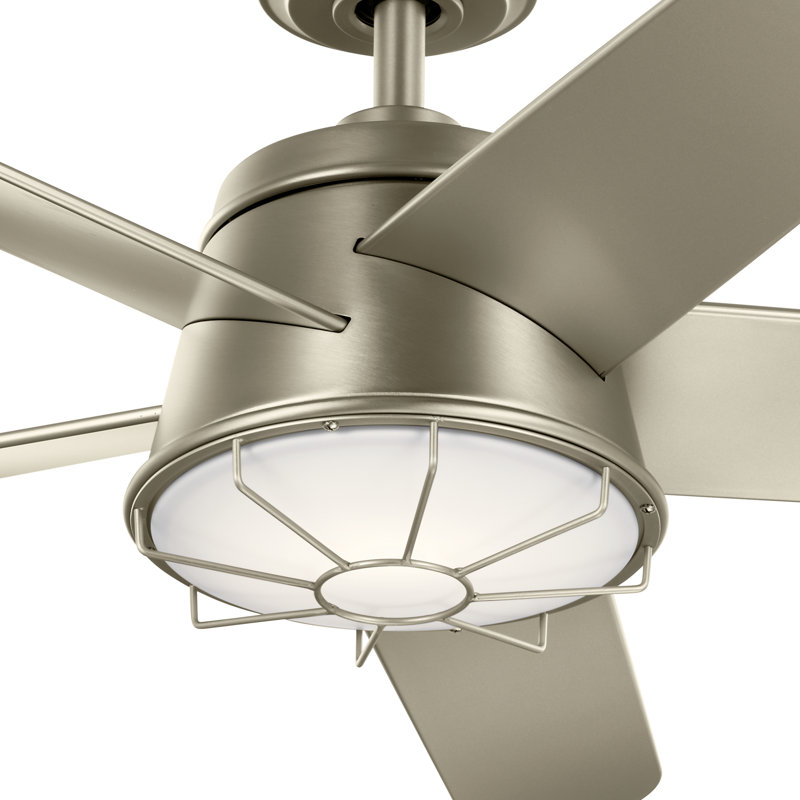 Ventilateur de plafond standard à DEL à 5 pales de 54 po avec ensemble d'éclairage Daya, Bois flottant