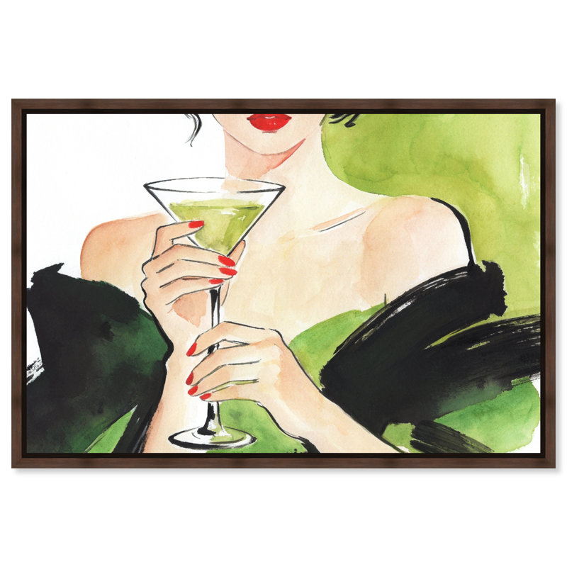 Olive Martini - Impression sur toile encadrée d'Ira Comleva, décoration murale Martini par Art Remedy, cadre en noyer, 15 x 10