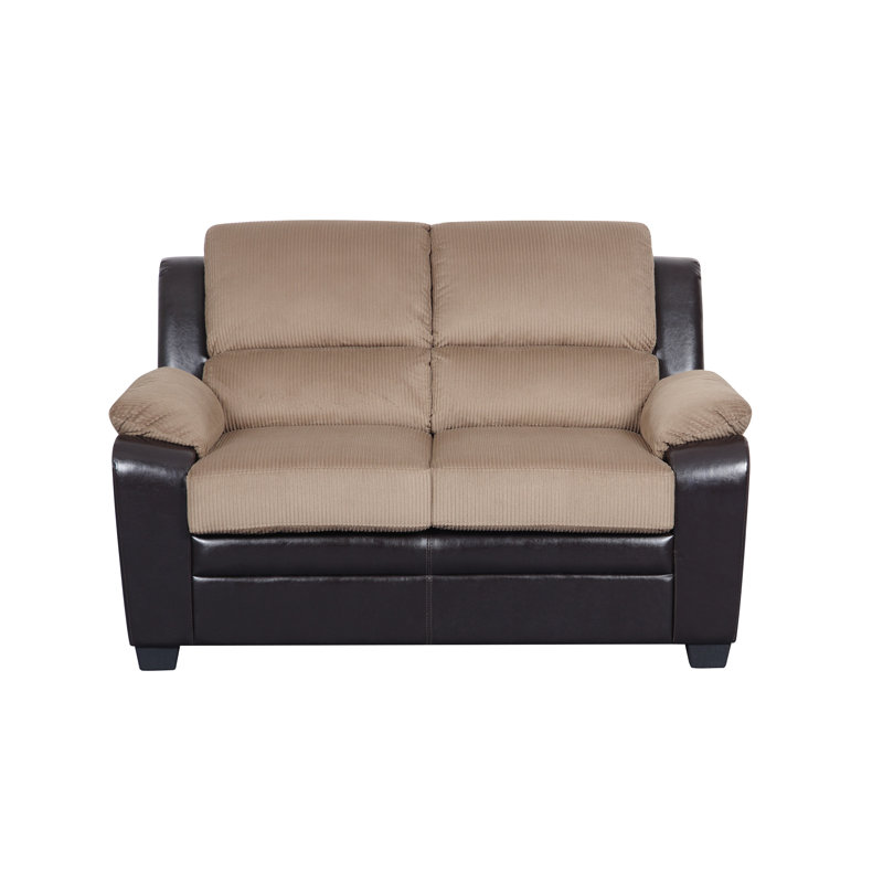 Barsaga 57'' Faux Leather Loveseat, Light Brown Faux Leather