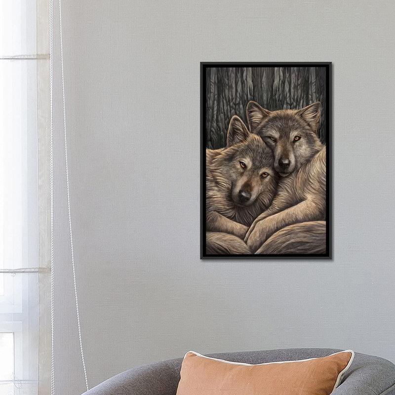 " Loyal Companions " by Lisa Parker, 26" H x 18" W x 1.5" D, Black Framed Canvas, No Mat