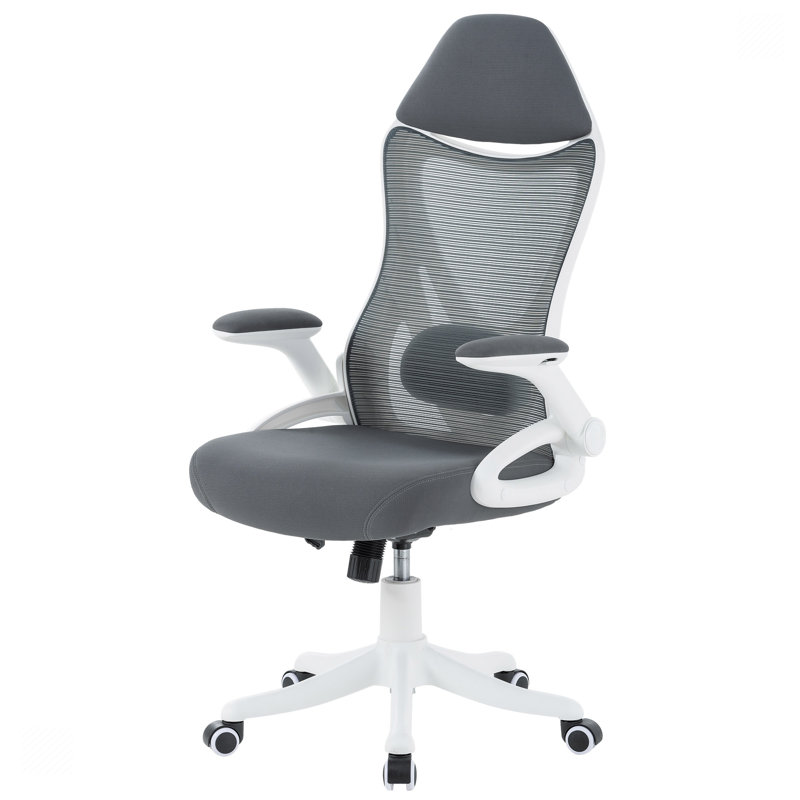 Chaise de bureau en filet Levarn, gris, Blanc