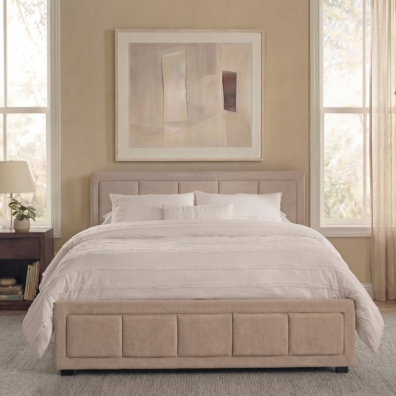 Ottoman Fabric Lift Up Storage Bed , UKFR Certified, Double (4'6), Beige