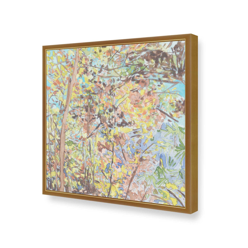Reproduction d'art «Tangled Canopy I» par Melissa Wang, Impression sur cadre ouvert sans papier mat, H 12 po x l 12 po, Doré