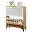 Fluted 2 Flip Drawers Shoe Storage Cabinet, Natural Oak, 1 Pcs-132759844