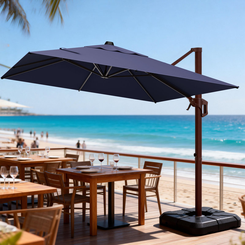 Parasol d'extérieur en porte-à-faux 9 'X 12' avec manivelle, L 144 po x P 108 po, Marine