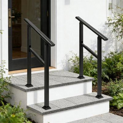 Adjustable Outdoor Handrail - Durable Galvanized Steel, Suitable For Porch, Deck, And Stairs, 2-Piece Set