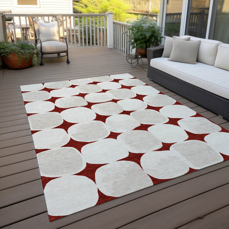 Tapis lavable à la machine intérieur / extérieur ACN870 bourgogne 1 pi 8 po x 2 pi 6 po, Rectangle 5 pi x 7 pi 6 po
