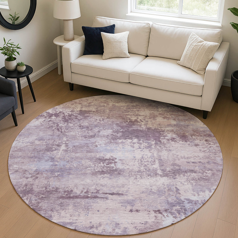 Machine Washable Indoor/Outdoor Kerwin ACN2370 Abstract Rug, Round 8'