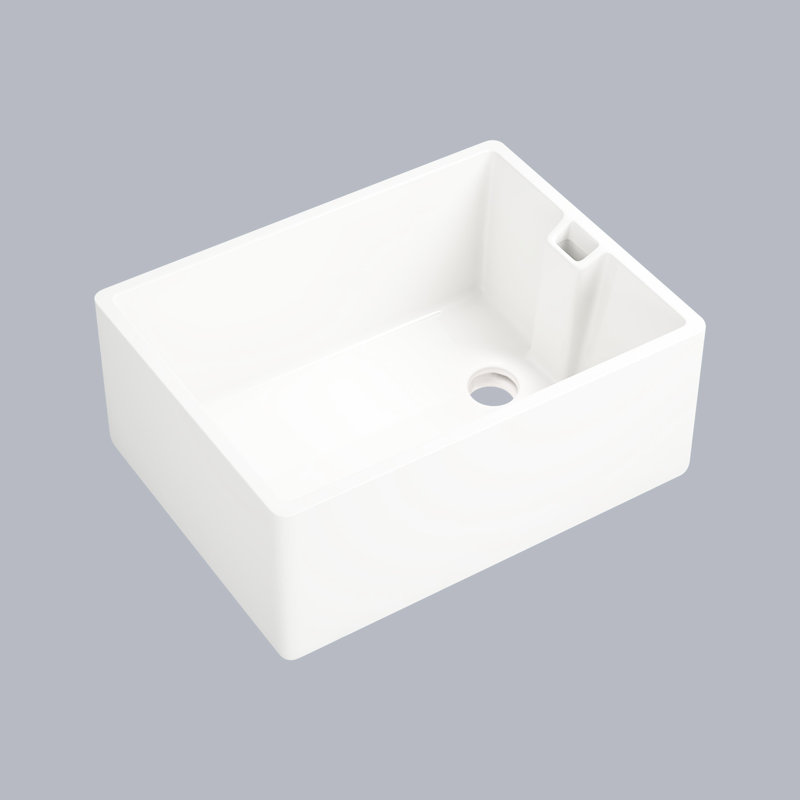 Évier de cuisine en céramique blanche L 23,6 po x l 18 po - bol simple, à gratter et teinture, lisse, facile à nettoyer, blanc et embellir, pour