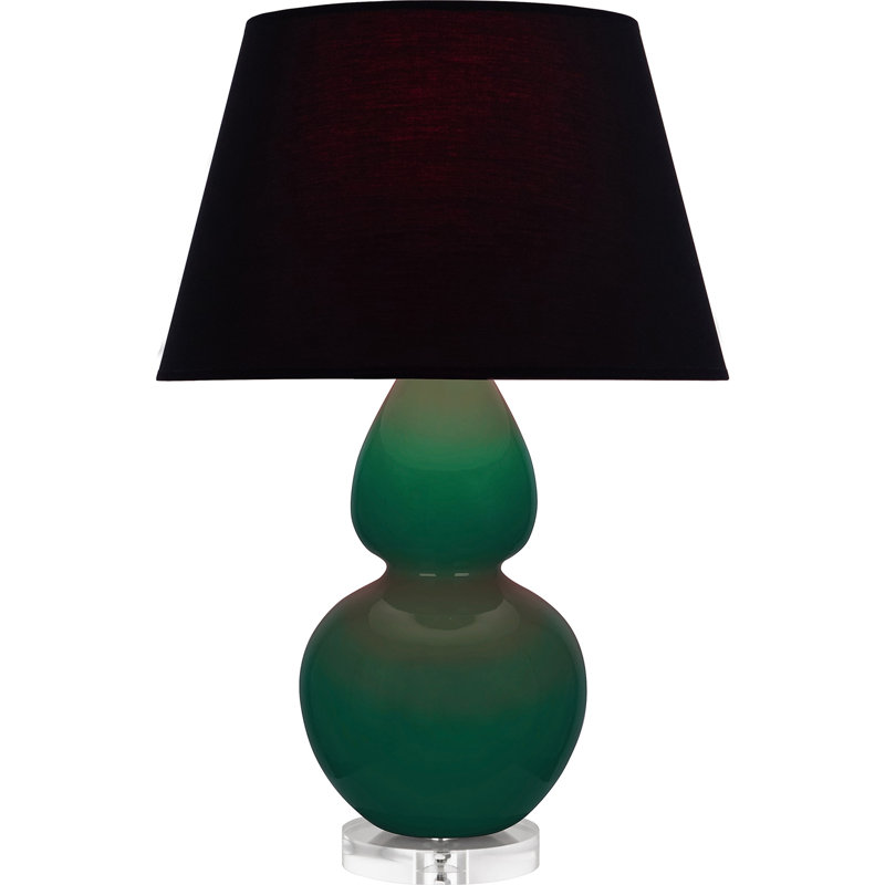 Double Gourd Table Lamp, Black/Red, Jungle Glazed/Silver