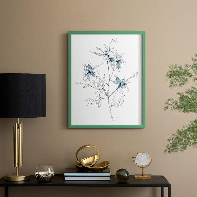 Indigo S Croquis II, reproduction encadrée - bois massif, H 15 po x l 12 po, Vert