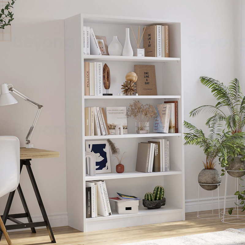 Meydan Standard Bookcase, White, (4 Shelves) 55.9” H x 24.5” W x 12” D
