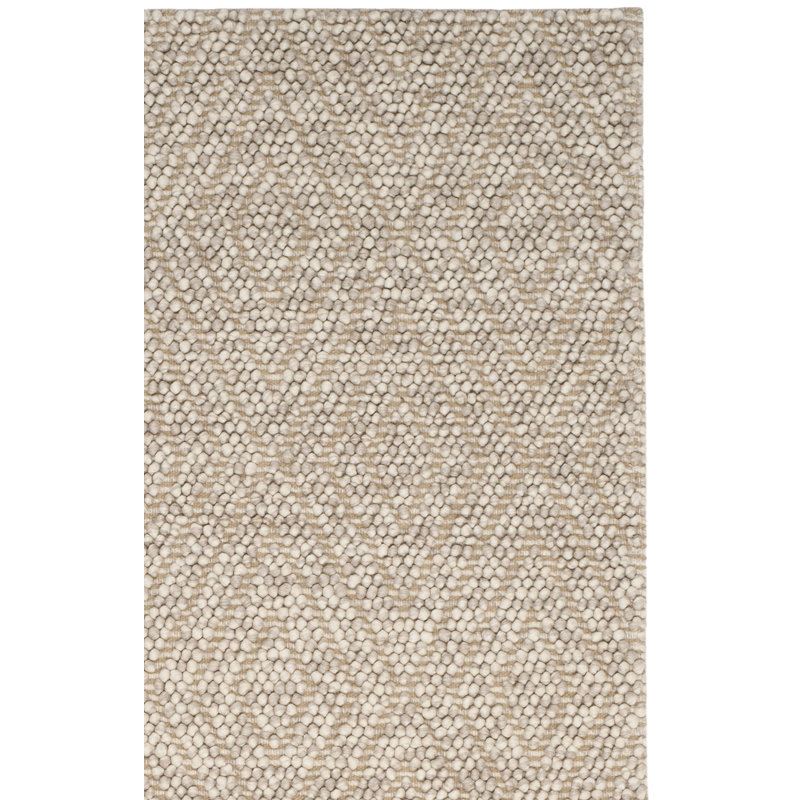Tapis beige en laine / coton tissé à la main Jacobs, Rectangle 9 pi x 12 pi