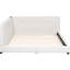 Grand lit tapissier beige - Ports pour gadgets et base avec combinaison de lin et de bois-2092077762-2092077764