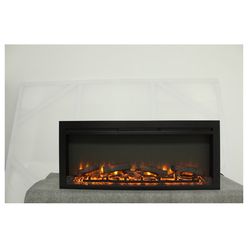 Wall Recessed Electric Fireplace with Remote, Imitation Flame, and LED Light Heater for Modern Homes