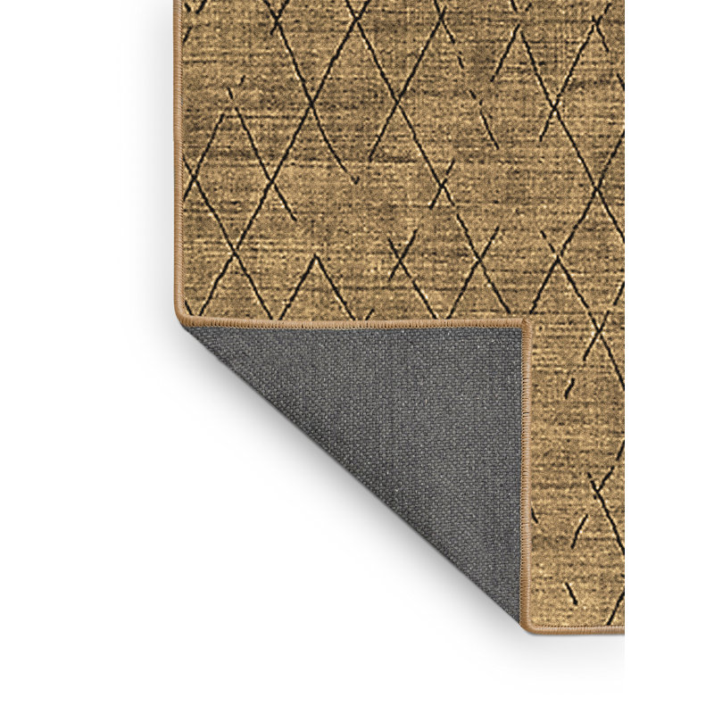 Tapis brun en laine / polyester tissé à la machine Orestis, Rectangle 4 pi x 6 pi