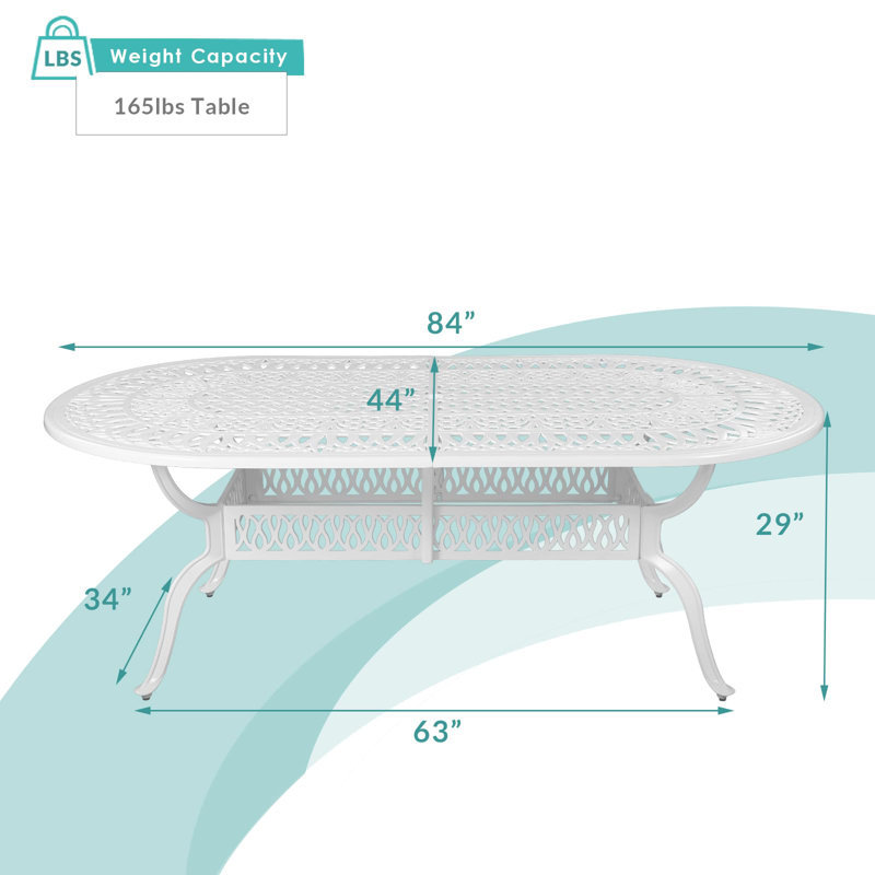 Table de salle à manger en métal, Blanc