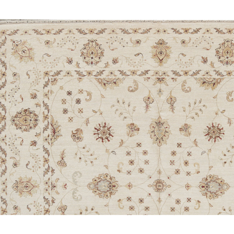 Tapis beige noué à la main de haute qualité