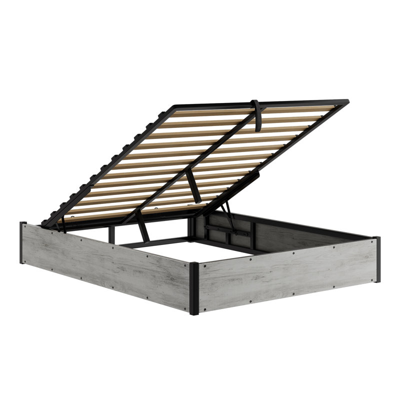 Ensemble de chambre à coucher de ferme 3 pièces avec cadre de lit de rangement grand format et 2 tables de chevet, blanc rustique