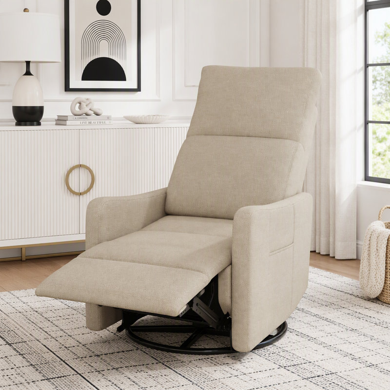 Fauteuil inclinable électrique berçant avec port USB et coussin rembourré, Brun-Power - Bouton-poussoir