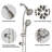 Drillfree Stainless Steel Slide Bar Combo Rain Showerhead 7Setting Hand, Dual Shower Head Spa System (Roughin Valve Included)-124944709