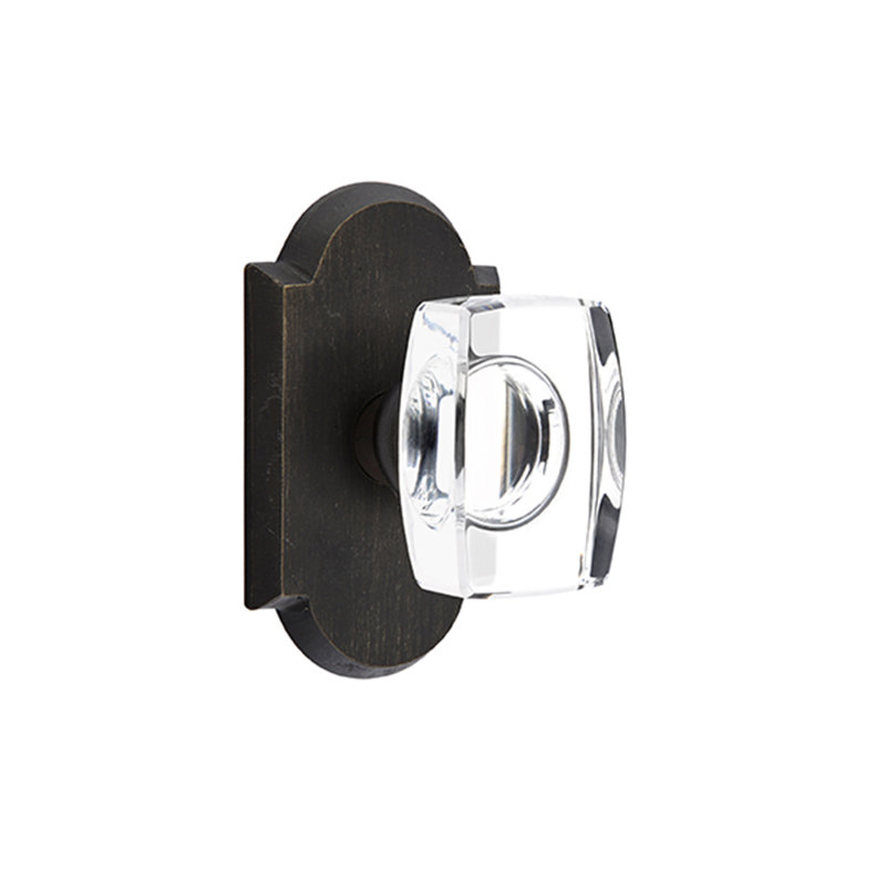 Ensemble de faux boutons Emtek avec rosette # 1 et bouton en verre Windsor, Bronze moyen