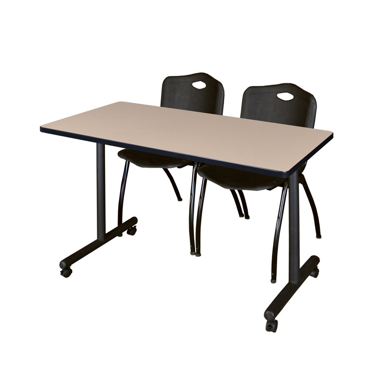 Table de formation mobile Nicklo, chaises empilables 2 M, Noir, Érable, H 29 po x L 84 po x l 24 po