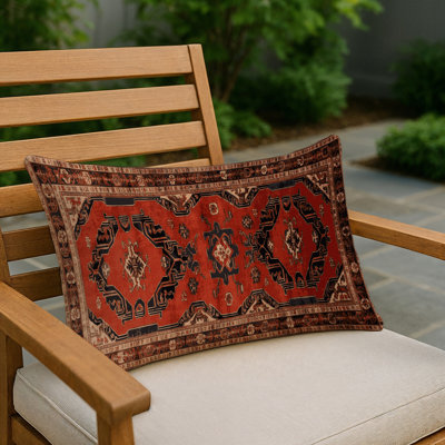 Coussin décoratif à carreaux brun intérieur et extérieur