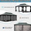 Pavillon de jardin gris 14 po x 22 pi - Toit double en acier galvanisé, structure en aluminium, système de gouttière intégrée, patio avec toit et moustiquaire
