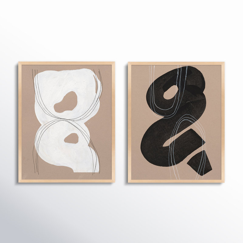 Free Form 5&9. Set Of 2 Painting by Andrea Stokes, 20" H x 16" W x 1.25" D, Maple Wood