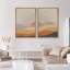 «Sun and Moon Western Desert Sunrise Mid Century Modern», reproduction d'art sur toile 2 pièces-91068958-91068960