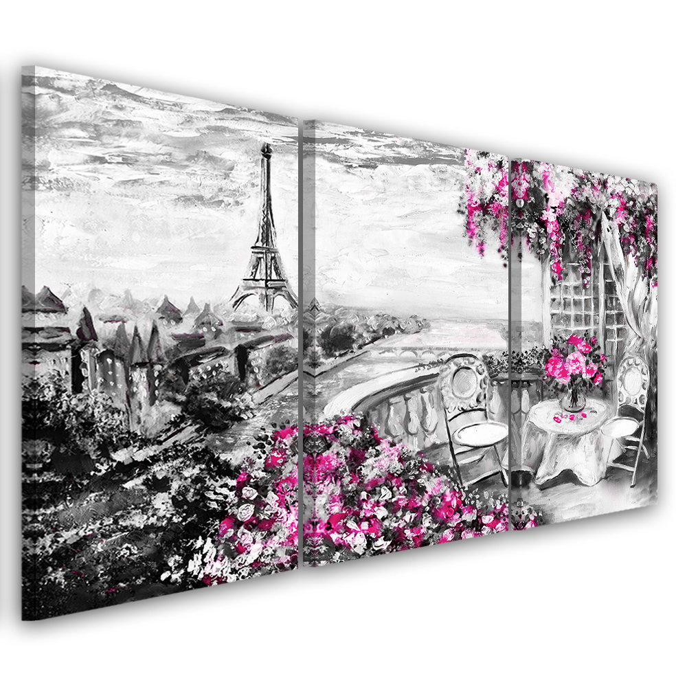 Leinwandbild Paris Eiffel Tower Purple Pastel