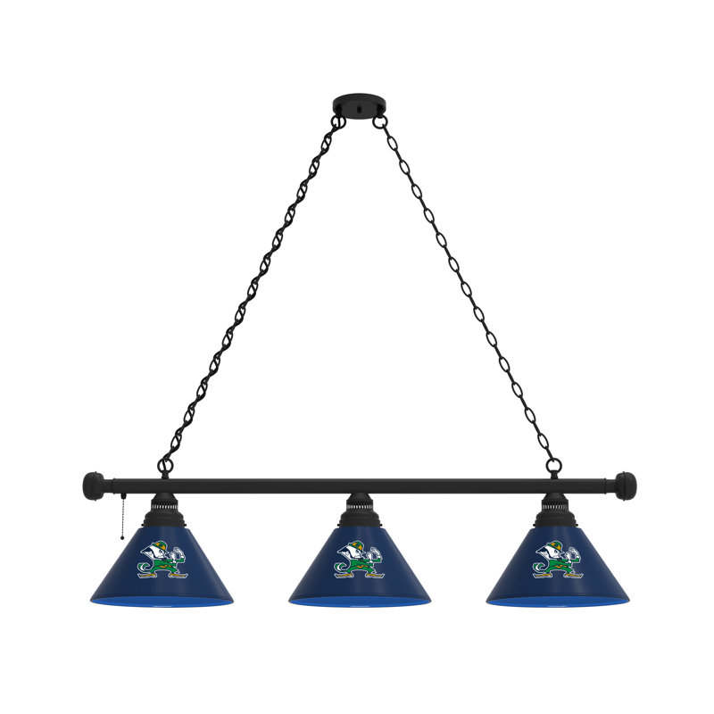 3 - Light Pool Table Lights Pendant, Black, Notre Dame Leprechaun