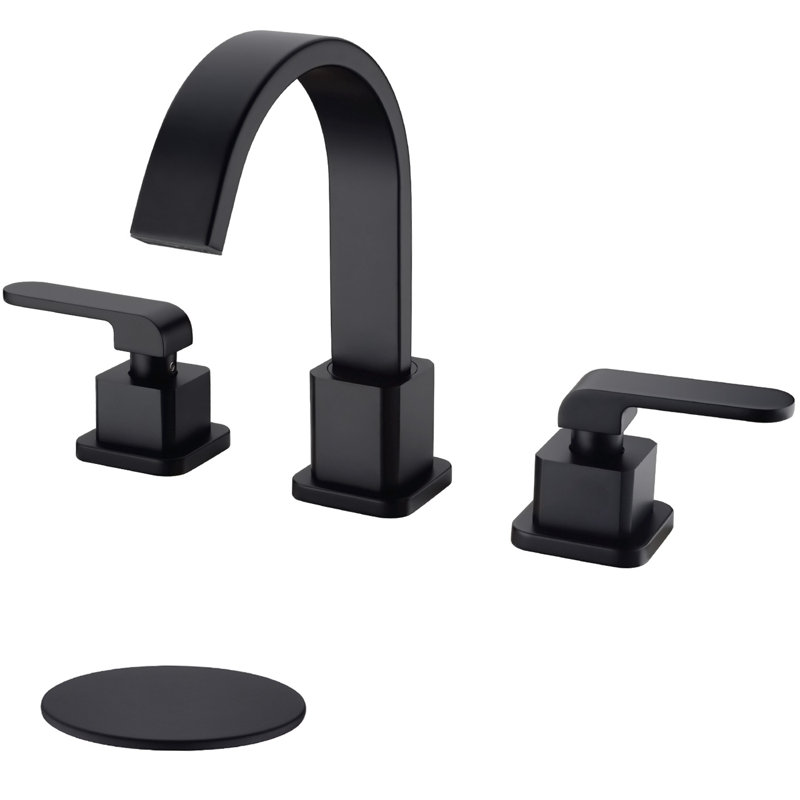 2-handle Bathroom Faucet with Drain Assembly, Matte Black