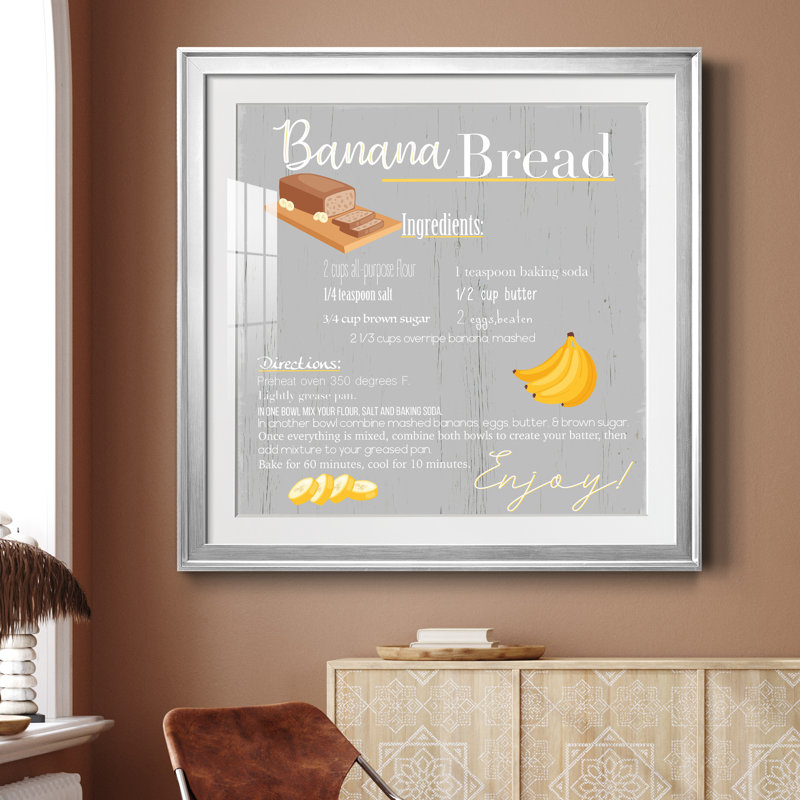 Banana Bread - Photo encadrée, art textuel, Cadre argenté, H 30,5 po x l 30,5 po x P 1,5 po