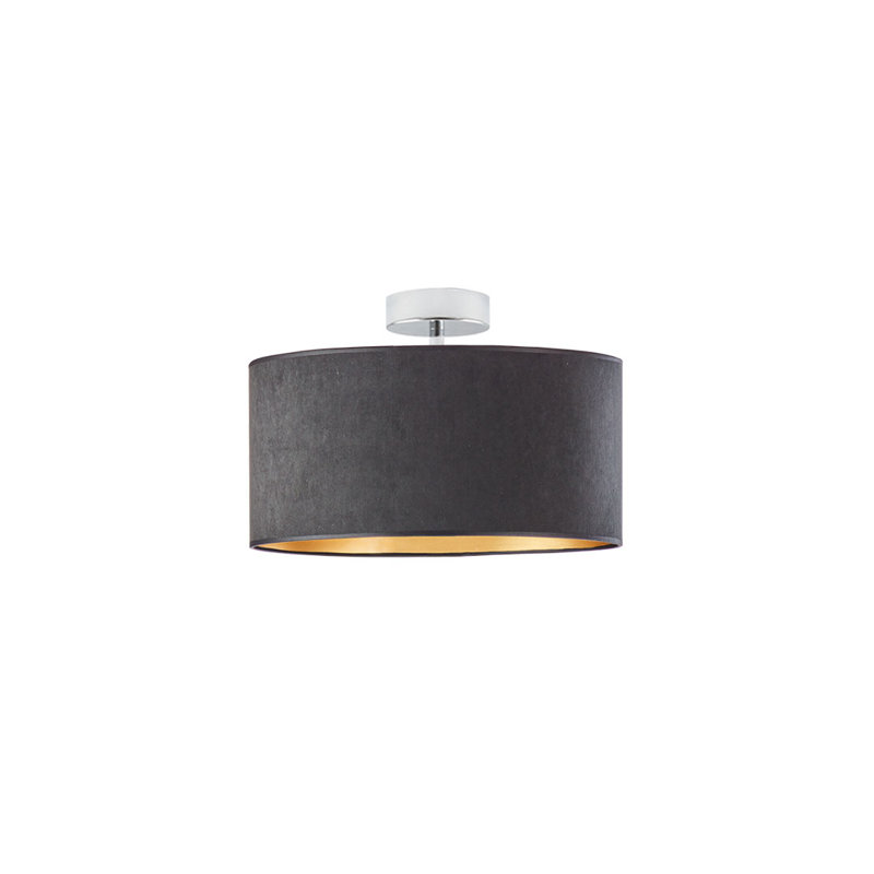 Vannatter Fabric Semi Flush Mount, Black/Gold