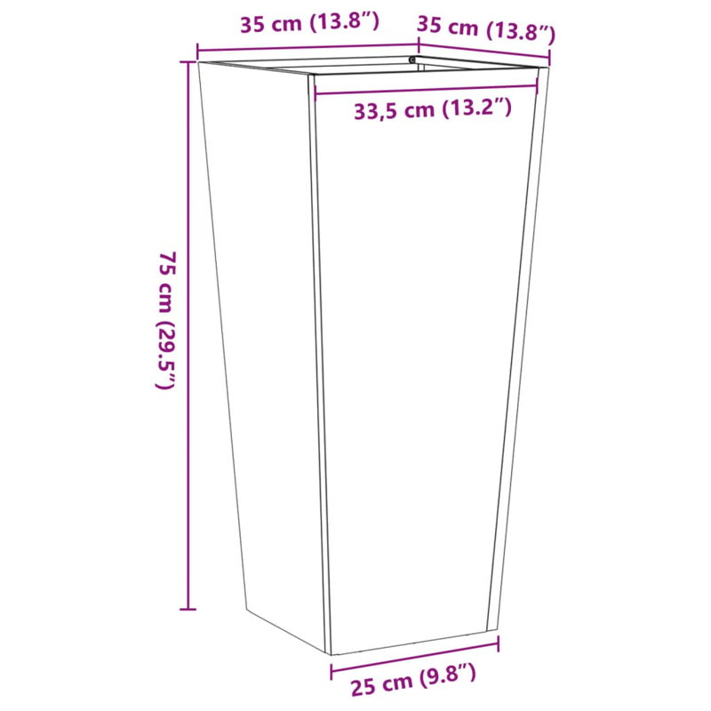 Raice Planter Box, Black , 75cm H x 35cm W x 35cm D