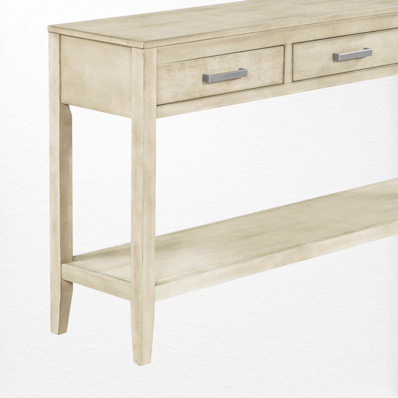 Console Deerfin, console contemporaine de 59,08 po avec 3 tiroirs et 1 tablette, gris