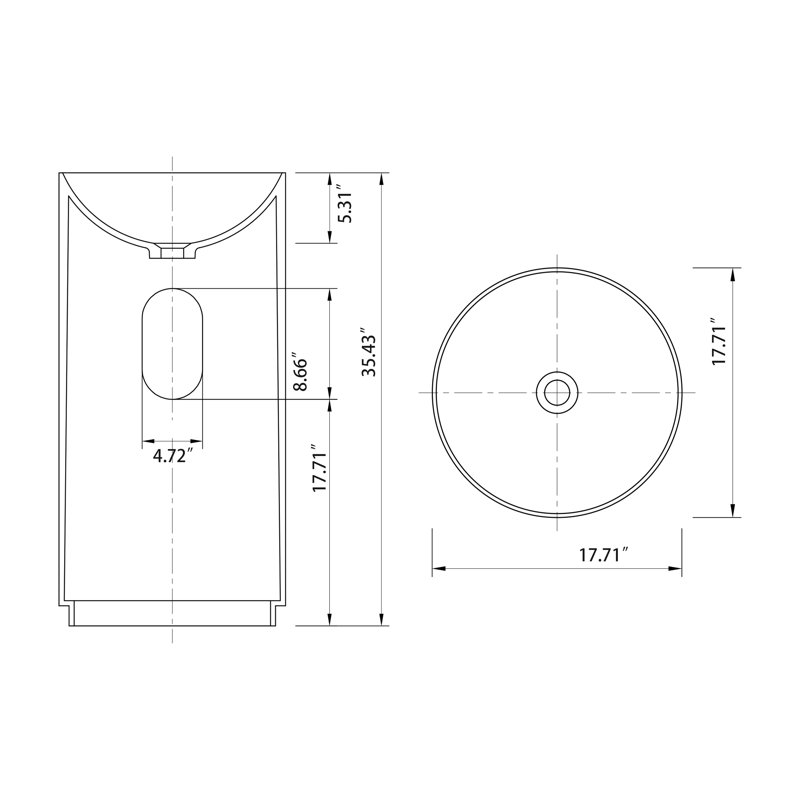 18'' Freestanding Solid Surface Pedestal Bathroom Sink