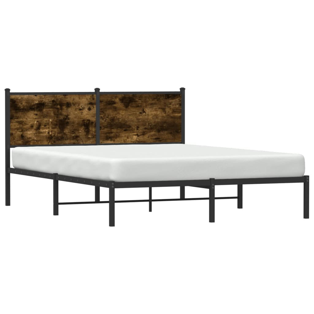 Borough Wharf Metal Bed Frame Without Mattress Smoked Oak