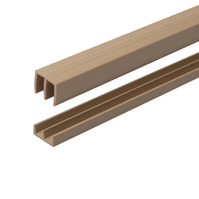 1/4" Panel Sliding Door Track – 48" Beige Plastic Upper & Lower Set, Pack Of 3 – Outwater
